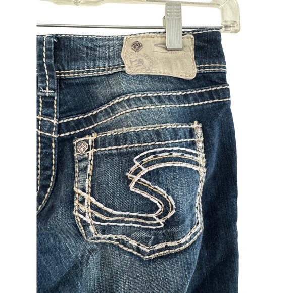 Silver Jeans Co. Suki Womens Dark Wash Distressed Skinny Bootcut Jeans W24 L32 D - Picture 6 of 7